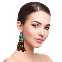 Retro Geometric Alloy Cashmere Tassel Turquoise Women's Drop Earrings 1 Pair main image 6