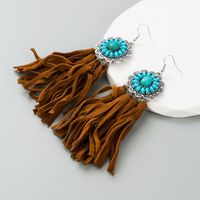 Retro Geometric Alloy Cashmere Tassel Turquoise Women's Drop Earrings 1 Pair main image 4