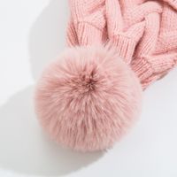 Women's Fashion Stripe Solid Color Pom Poms Crimping Wool Cap main image 4