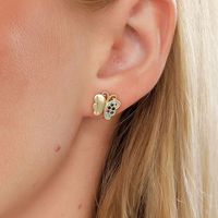 Simple Style Heart Shape Butterfly Copper Gold Plated Zircon Ear Studs 1 Pair main image 7