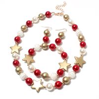 Fashion Pentagram Imitation Pearl Beaded Women's Bracelets Earrings Necklace 3 Piece Set main image 1