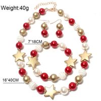 Fashion Pentagram Imitation Pearl Beaded Women's Bracelets Earrings Necklace 3 Piece Set main image 2