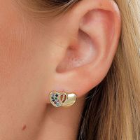 Simple Style Heart Shape Butterfly Copper Gold Plated Zircon Ear Studs 1 Pair main image 4