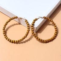 1 Pair Vintage Style Circle Beaded Wood Hoop Earrings main image 1