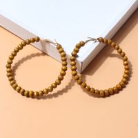 1 Pair Vintage Style Circle Beaded Wood Hoop Earrings main image 6