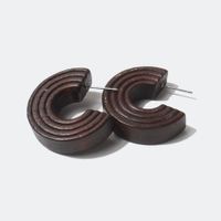 1 Pair Vintage Style C Shape Handmade Wood Ear Studs main image 5