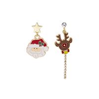 Cartoon Style Snowman Elk Alloy Asymmetrical Plating Artificial Diamond Women's Drop Earrings 1 Pair main image 5