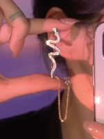 Ins Style Snake Metal Plating Rhinestones Women's Ear Clips 1 Piece sku image 1