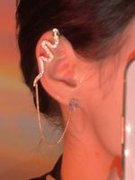 Ins Style Snake Metal Plating Rhinestones Women's Ear Clips 1 Piece main image 5