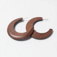 1 Pair Vintage Style C Shape Handmade Wood Ear Studs main image 6