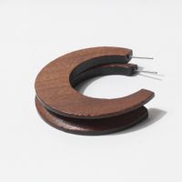 1 Pair Vintage Style C Shape Handmade Wood Ear Studs main image 4