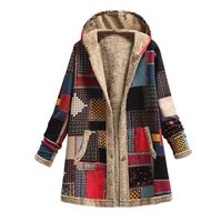 Women's Fashion Color Block Printing Single Breasted Coat Woolen Coat main image 5
