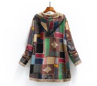 Women's Fashion Color Block Printing Single Breasted Coat Woolen Coat main image 2