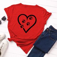 Fashion Heart Shape Modal Round Neck Short Sleeve Regular Sleeve Printing T-shirt main image 5