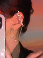 Ins Style Snake Metal Plating Rhinestones Women's Ear Clips 1 Piece main image 2