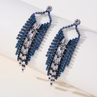 Fashion Geometric Tassel Copper Tassel Rhinestones Drop Earrings 1 Pair main image 6