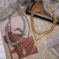 Rock Snake Alloy Women's Layered Necklaces 1 Piece main image 1