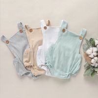 Fashion Solid Color Linen Baby Rompers main image 1