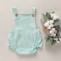 Fashion Solid Color Linen Baby Rompers sku image 3