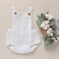 Fashion Solid Color Linen Baby Rompers sku image 6