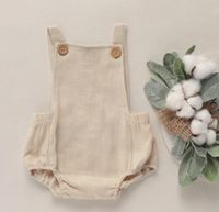 Fashion Solid Color Linen Baby Rompers sku image 10