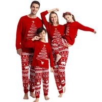 Moda Árbol De Navidad Papá Noel Algodón Conjuntos De Pantalones Trajes A Juego Para La Familia sku image 12