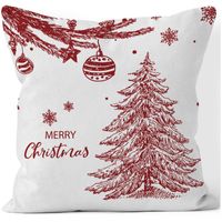 Cute Christmas Tree Snowman Short Plush Pillow Cases sku image 2