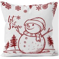 Cute Christmas Tree Snowman Short Plush Pillow Cases sku image 4