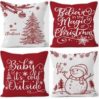 Cute Christmas Tree Snowman Short Plush Pillow Cases main image 1