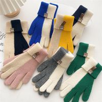 Femmes Mode Bloc De Couleur Tricot Gants 1 Paire main image 3