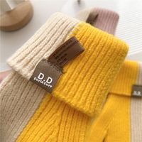 Women's Fashion Color Block Knitted Fabric Gloves 1 Pair main image 6