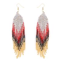 Retro Multicolor Glass Beaded Tassel Women's Drop Earrings 1 Pair sku image 2