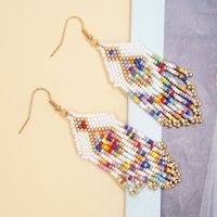 Bohemian Multicolor Glass Beaded Tassel Women's Drop Earrings 1 Pair sku image 1