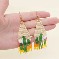 Retro Cactus Glass Beaded Tassel Women's Drop Earrings 1 Pair main image 5