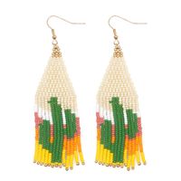 Retro Cactus Glass Beaded Tassel Women's Drop Earrings 1 Pair main image 4