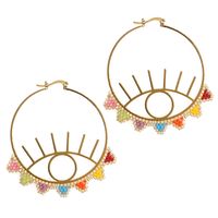 Retro Eye Alloy Beaded Women's Earrings 1 Pair sku image 1