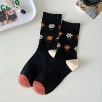Women's Sweet Stripe Flower Cotton Ankle Socks sku image 4