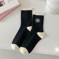 Women's Fashion Color Block Flower Cotton Ankle Socks sku image 2