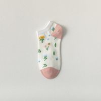 Women's Cute Ditsy Floral Stripe Fruit Cotton Crew Socks sku image 6