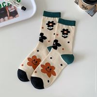 Women's Sweet Stripe Flower Cotton Ankle Socks sku image 1