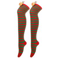 Women's Christmas Stripe Solid Color Polyester Over The Knee Socks sku image 11