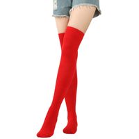 Women's Christmas Stripe Solid Color Polyester Over The Knee Socks main image 5
