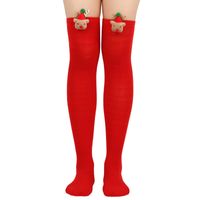 Women's Christmas Stripe Solid Color Polyester Over The Knee Socks sku image 1