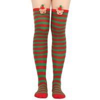 Women's Christmas Stripe Solid Color Polyester Over The Knee Socks sku image 5