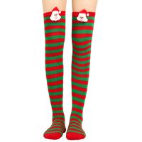 Women's Christmas Stripe Solid Color Polyester Over The Knee Socks sku image 5