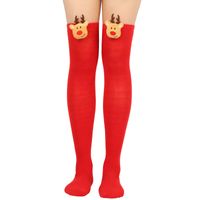Women's Christmas Stripe Solid Color Polyester Over The Knee Socks main image 4