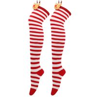 Women's Christmas Stripe Solid Color Polyester Over The Knee Socks sku image 10