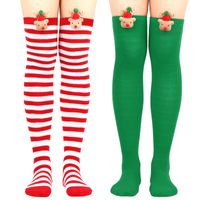 Women's Christmas Stripe Solid Color Polyester Over The Knee Socks main image 5