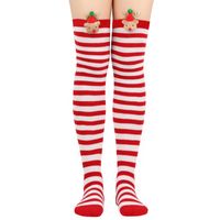 Women's Christmas Stripe Solid Color Polyester Over The Knee Socks sku image 4
