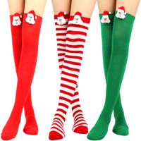 Women's Christmas Stripe Solid Color Polyester Over The Knee Socks main image 4